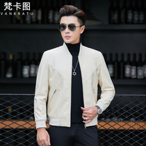 New Henning Genuine Leather Leather Clothing Mens Locomotive Baseball Suit Leather Jacket Youth White Sheep Leather Handsome Gas Tide Jacket