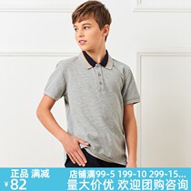 Eaton Gitt Academy 2017 summer new childrens lapel light gray short sleeve T-shirt 17t043