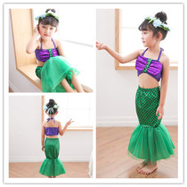 Mermaid costume girl show swimwear show children split baby baby swimsuit photo photography dress mesh
