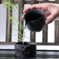 Anhua natural moraine Rock health stone tea pot Japanese side handle pot set Single Gongfu tea fair cup