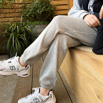 Grey Sports Pants Women Loose Bunches Casual Harun Pants Children Autumn winter bunches Cavemen Velvet Pants Women Winter Thickening