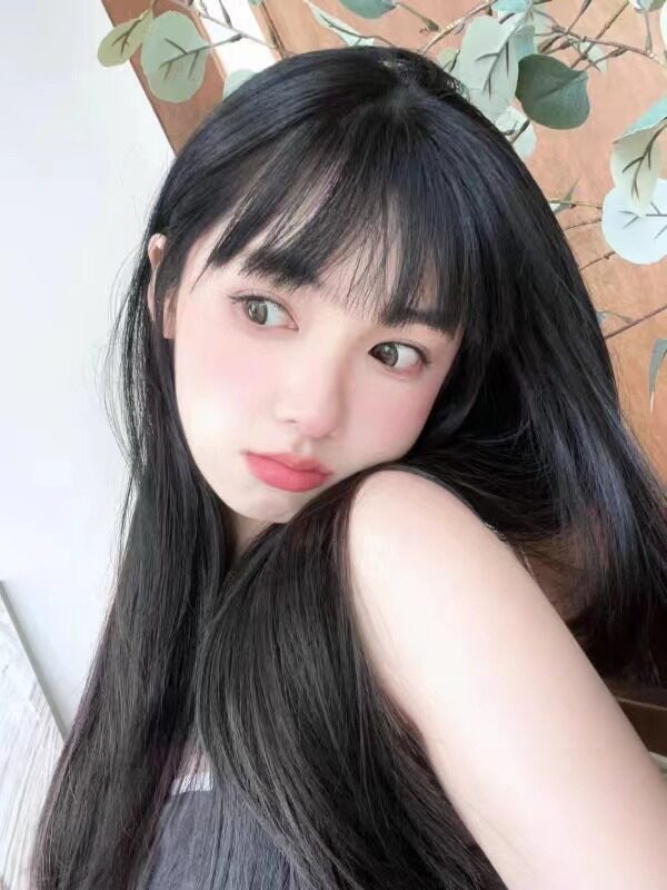 真我黑长直漫画齐刘海假发套 全真发整顶设计 自然隐形无痕贴合 长发飘逸顺滑
