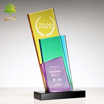 Crystal trophy custom glass color creative medal custom authorization card Enterprise bank insurance sales souvenir