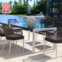 Nordic balcony rattan chair five-piece combination Leisure outdoor courtyard garden villa living room terrace outdoor dining table and chair