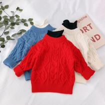 Big red pullover sweater New Year twist round neck thickened winter new mens and womens tops warm Western style casual