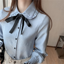 Shirt Woman Design Sensation Small Crowdshirt 2022 New Long Sleeves Academy Wind Light Cooked 100 Hitch Bottom Blouse Dolls Collar