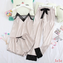 Sling pajamas set spring summer three-piece pajamas women