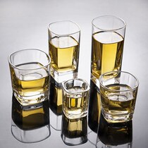 Thickened whiskey glass square transparent glass beer glass glass water cup tea cup