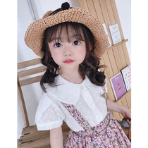 Girl Short Sleeve Pure Cotton Shirt Baby White Doll Collar Trendy Blouse Tide Summer Clothing Childrens Net Red Ocean Liner Clothing