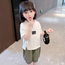Girl Summer Clothing Suit 2022 New Ocean Air Summer Womens Baby Clothes Trendy Short Sleeve Children Clothing Two Sets