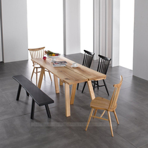 Designer solid wood dining table square table long table table table elm wood log European Nordic furniture
