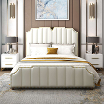 Leather bed double bed master bedroom Hong Kong-style light luxury net red bed leather Nordic simple modern 1 5 m 1 8 m bed