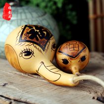 Boutique natural pure handmade imbued with small plinth carving and scalding flower Elephant nose small plinth technique ornament pendulum piece