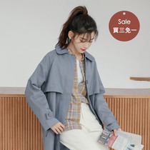  Buy three free and one cloudy day happy loose retro over-the-knee windbreaker female small temperament new jacket