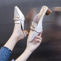 Baotou half slippers women fashion wear new 2021 autumn Joker heels