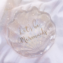 Korean version of ins jewelry display tray laser shell storage plate shooting props bedroom jewelry box decoration ornaments