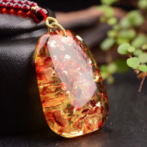 Pure natural Old Beeswax pendant flower water drop nothing brand chicken oil yellow raw stone Amber men and women sweater chain necklace