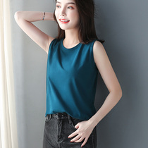 Sleeveless T-shirt women wear blue suspenders thin bottoming large size loose waistband vest female summer