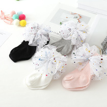 Childrens baby pantyhose spring and autumn thin cotton Korean bow newborn baby leggings big pp pants