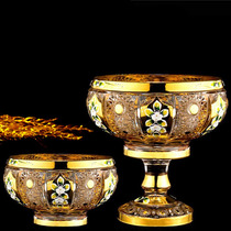 Czech style gold-plated enamel European-style crystal glass fruit plate Modern living room creative fruit bucket candy candy jar