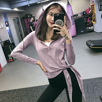 Training sports jacket women loose hooded quick-drying fitness long sleeve autumn winter Net red running lace yoga suit blouse