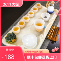 Jade tea set home stone light luxury complete set of office tea tray small stone tea table tea ceremony glass tea cup