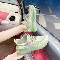 Sneakers Women 2022 New Casual Running Shoes Spring Summer Breathable Light Soft Bottom Web Face Flying Weave Coconut Shoes