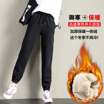 Plus velvet sweatpants womens autumn and winter New thick lamb velvet pants plus size wear loose lantern casual cotton pants