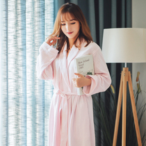 Spring Winter Long Style Sleeping Robes Pure Cotton Waffag Mens And Womens Bath Clothes Soft And Comfortable Bathrobe Thin and Lovers Home Clothes