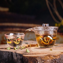 Chinese Dragon Feng in Xiangxiang Crystal Glass Gai Bowl Gongfu Heat Thickened Power Tea Tea With Tea Cup Tea Cup
