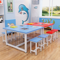 Elementary School Kindergarten Class Table And Chairs Student Training Table Handmade Painting Fine Art Table Study Table Reading Table Writing Desk