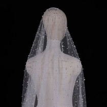 High-end pearl head yarn bridal knot wedding with ritual long tug trailing white head yarn single layer with hair dresser bead yarn