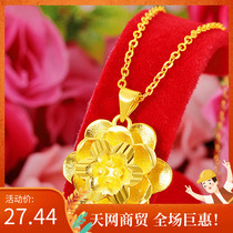 Vietnam sand gold women sandblasting flower pendant Japanese and Korean fashion gilded flower pendant live supply female