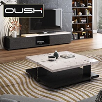 Nordic marble coffee table simple modern square living room tea table small apartment TV cabinet combination