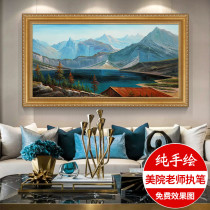  Lakes and mountains American landscape landscape oil painting handmade decorative painting Living room background wall office hanging painting