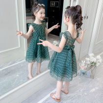 Girl dress summer 2021 New Net Red foreign air childrens clothing little girl backless princess dress childrens skirt summer
