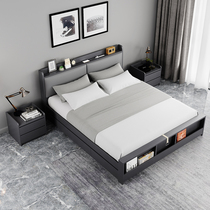 Italian minimalist 1 8 m double bed storage bed simple modern bedroom wedding bed Small Apartment 1 5 storage high box bed