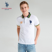 U S POLO ASSN summer mens short sleeve color lapel slim casual solid color POLO shirt men