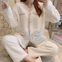 Small Fragrant Wind Pyjamas Woman Autumn Winter Coral Suede Thickened and Velvety Warm Loose Large Yards students Home Residence Suit Suit