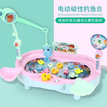 Children fishing toy pool set for boys and girls 1-2-3 years old baby small fish electric fishing magnetic educational toy