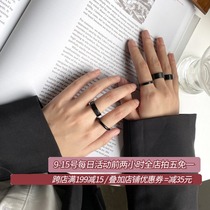 Chaifu studio J211 simple personality Joker glossy double beveled titanium steel men and women couples ring