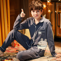 Childrens pajamas boys spring and autumn long sleeves cotton children winter thin boys home clothes cotton set