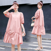  Maternity summer dress mid-length 2021 new summer skirt loose plus size fashion top summer