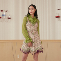 LE FAME lafham winter feather decoration tweed sling dress LF9D11O04K116