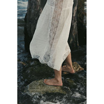  Yu Xiaodan designed casual home sexy EMILYYU dowry white ramie suspender lace night dress