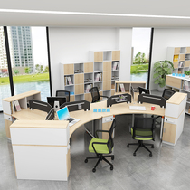 Creative simple combination office desk and chair Staff staff desk 4 6 people with bookcase screen office desk and chair