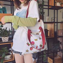 Strawberry bag female 2019 new canvas bag female students Korean one-shoulder bag Joker hipster bag