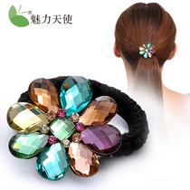 Head rope female hair ring Korean headdress rhinestone flower tie head Korean version of hair rope ponytail rubber band hair jewelry