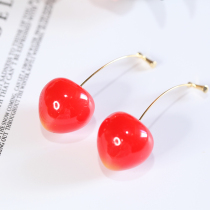Cherry cherries earrings Net red tide exaggerated personality senior sense Korean earrings female temperament long earrings fashion
