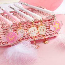 Korean cute creative girl heart pendant pen feather needle tube gel pen Fresh water-based pendant pen ins student